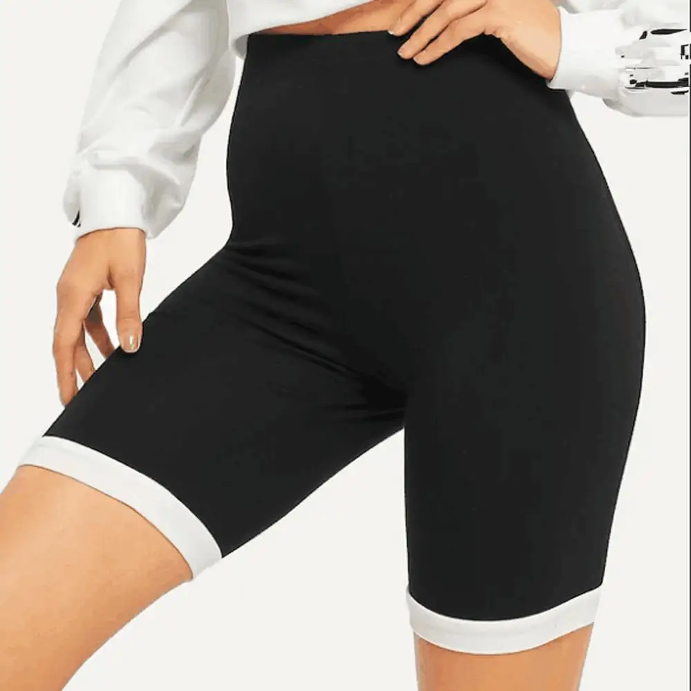 

2019 Women Clothes Pure Color Thin Sports Female wear Stitching Hip Lifting Stretch Running Fitness short Pants AD