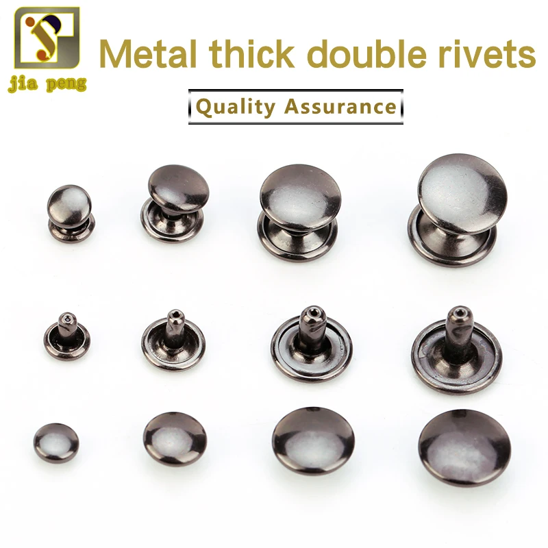 100pcs Double Cap Leather Rivets  Tubular Metal Studs Round Flat Rive