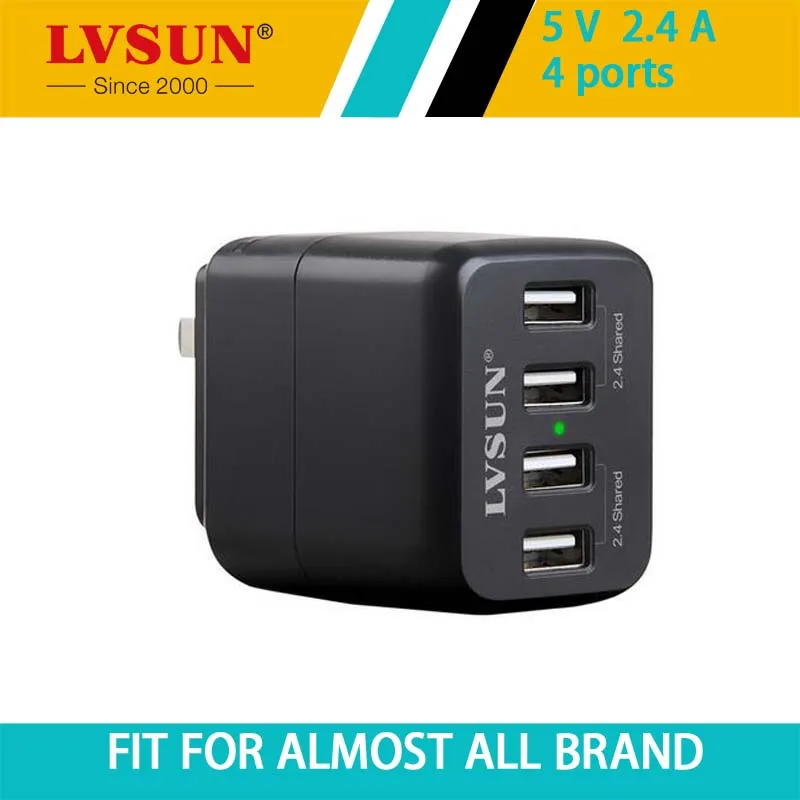 

LVSUN 4 Ports 5 V 2.4A 1A Optional 24W USB Wall Charger Adapter For iPhone iPad Samsung Galaxy Note Mobile Phone Tablet LS-4UH