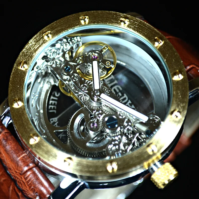 Luxury Brand TIEDAN Trasparente Uomo Oro Orologio Meccanico Tourbillon  Skeleton Automatic Orologi Mens Orologio Da Polso In Pelle Orologio|clock  brand|clock menclock men automatic - AliExpress