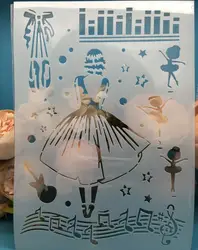 A4 платье девушка музыка DIY наслоения Трафареты настенная живопись записки окраска тиснильный альбом декоративная открытка шаблон