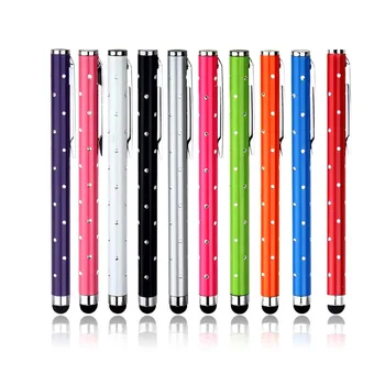 

500PCS/lot wholesale Universal Capacitive Metal Stylus Touch Pen with Diamond for Tablet PC Apple iPhone 8 7 6s 5s New iPad