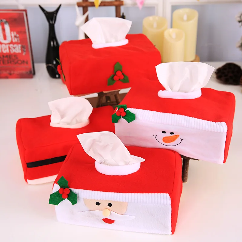 

Christmas Tissue Box Case Holder Santa Claus Belt Felt Style Home Decoration Creative Napkin Holder For Paper Towel