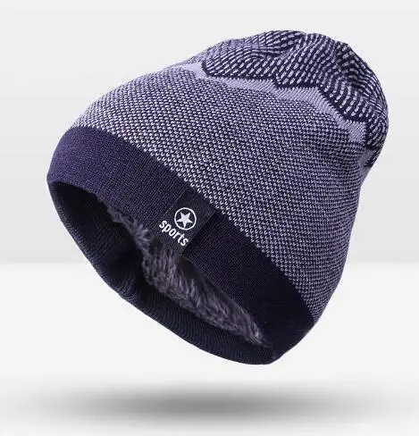 Осень-зима, новинка, мужские вязанные шапочки Skullies& Beanies, уличные спортивные кашемировые теплые шерстяные шапочки, шапка, Прямая поставка - Цвет: Navy blue