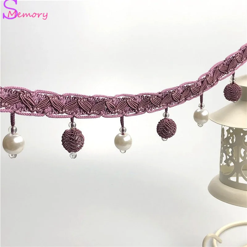 

12M Crystal beads Curtain Trim Lace Tassels Europe Curtain Hanging Ball Tie Back Straps Holders Accessories Home Decoration