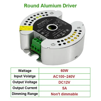 

60W Led Driver Power Supply DC12V Aluminum shell Input AC100-240V lighting Transformer Constant voltage Power for lamps Adapter