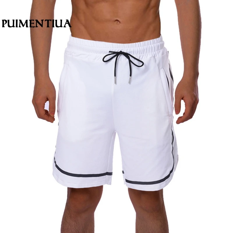 Pui men tiua летние мужские однотонные шорты для спортзала, бодибилдинга, бега, облегающие повседневные спортивные шорты с карманами