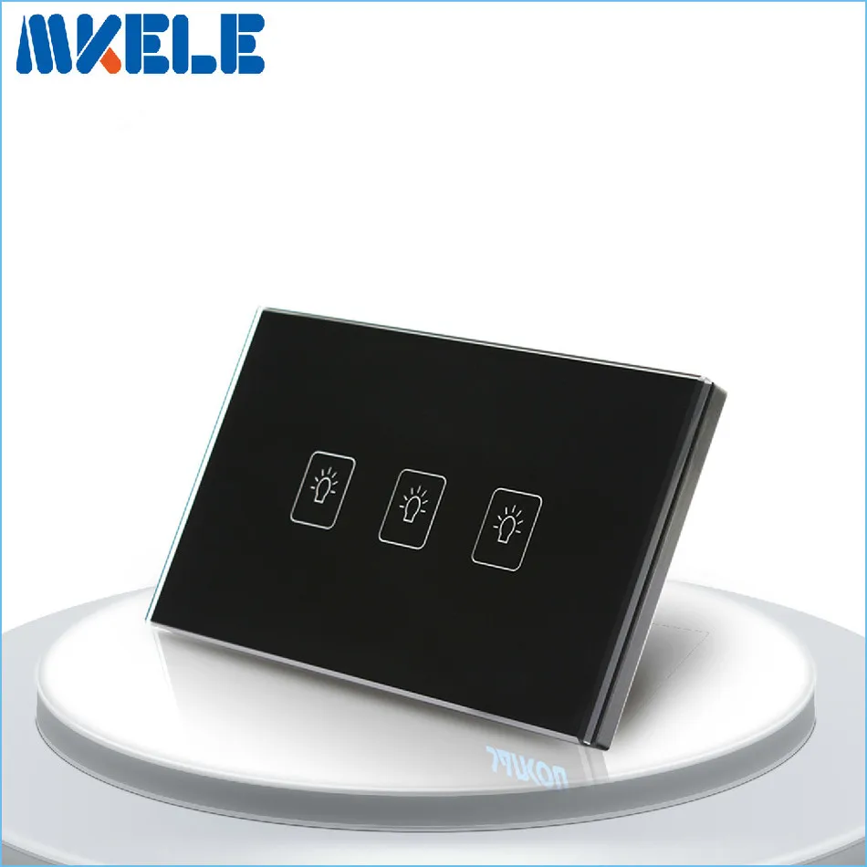 

Touch Switch US Standard 3 Gang 2 Way Light Switch Touch Screen wall switch wall socket for lamp