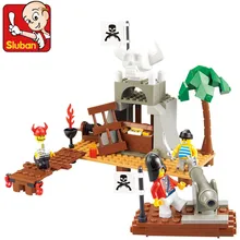 Blocos de Construção Sluban 142 pcs Pirata Figuras de Brinquedo Educacional Crianças 3D Construção de Tijolos Brinquedos para As Crianças