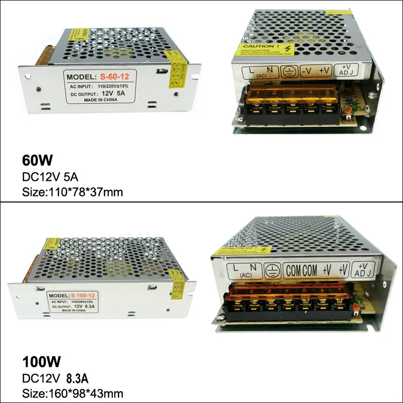 Освещение конвертер трансформаторы AC110-220V к DC12V светодио дный огни драйвер для Светодиодные ленты CCTV переключатель Питание 60 Вт 100 Вт 200 Вт 300