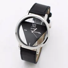 Skeleton Triangle Watch Women Fashion Delicate Transparent Hollow Leather Strap Wristwatch Quartz Dress Watch Relogio feminino