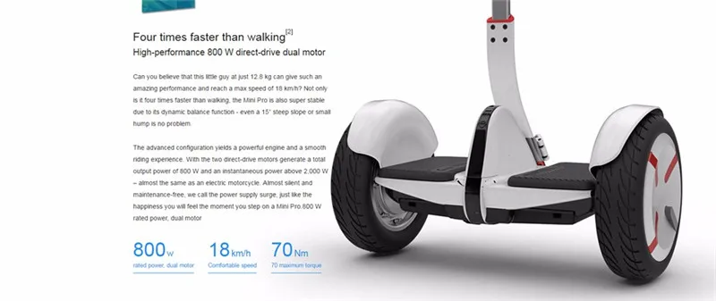 Ninebot Mini Pro N3M320 самобалансирующийся электрический скутер с двумя колесами 800 Вт 30 км, умный Ховерборд, скейтборд