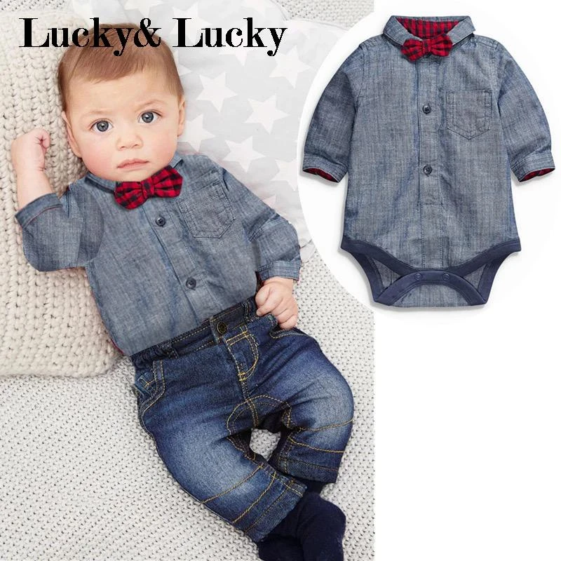 Conjunto De Roupas De Bebe Recem Nascido 2 Pcs Set Macacao Masculino Cinza Com Laco Jeans Bebe Menino Clothes Warmer Rompers Clubwearromper Hat Aliexpress