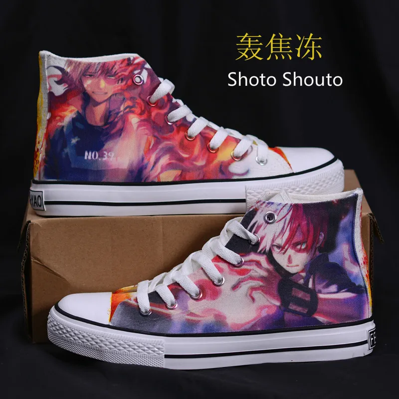 Boku no My Hero Academia/маскарадный костюм Izuku Midoriya обувь Katsuki Bakugou Shoto Shouto принт парусиновая обувь мужская и женская повседневная обувь