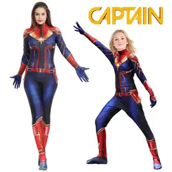 Взрослый ребенок Марвел Капитан Костюм Мстителя эндшпиль Marvel Кэрол Дэнверс комбинезон для косплея красивый наряд супергероя Хеллоуин