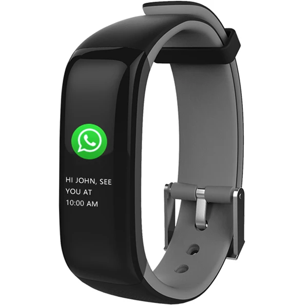 P1 Plus смарт-браслет пульсометр фитнес-трекер Smartband браслет на запястье для IOS Android телефон PK Mi Band 2 - Цвет: Серый