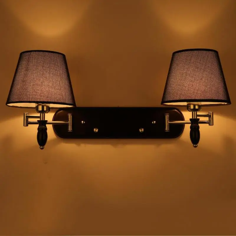 Hotel room 2 arm Antique Mechanical wall lamps bedside vintage wood