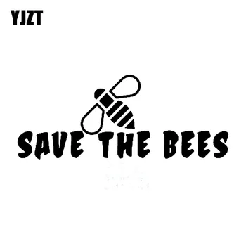 

YJZT 15.2CM*6.1CM Save The Bees Vinyl Car Sticker Decal Beekeeping Honey Bee Black/Silver C19-0013