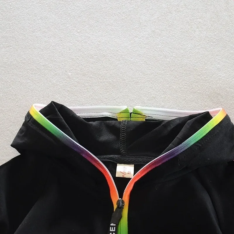 Children Summer Cotton Garment Baby Boys Girls Candy-colored Zipper Hoodies Shorts 2Pcs/Set Kids Short Sleeve Twinsets Tracksuit