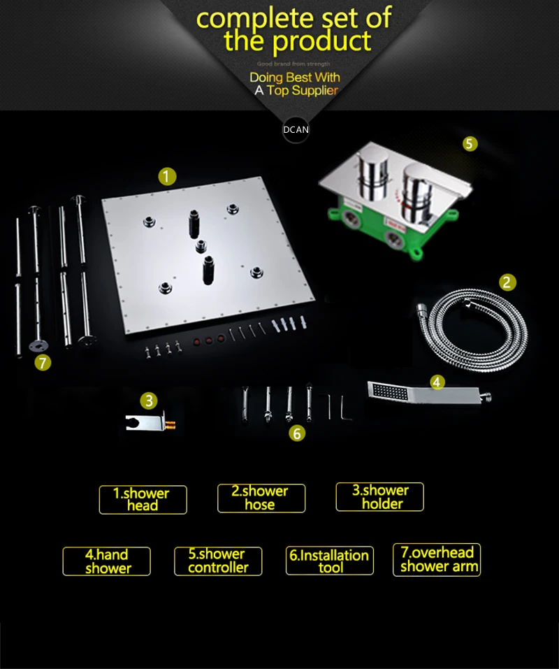 Bathroom  LED Shower Set 20 Embedded Box Ceiling Rain Shower Sets Rainfall 3 Jets Concealed SUS304 Panel Bath & Shower Faucets (24)