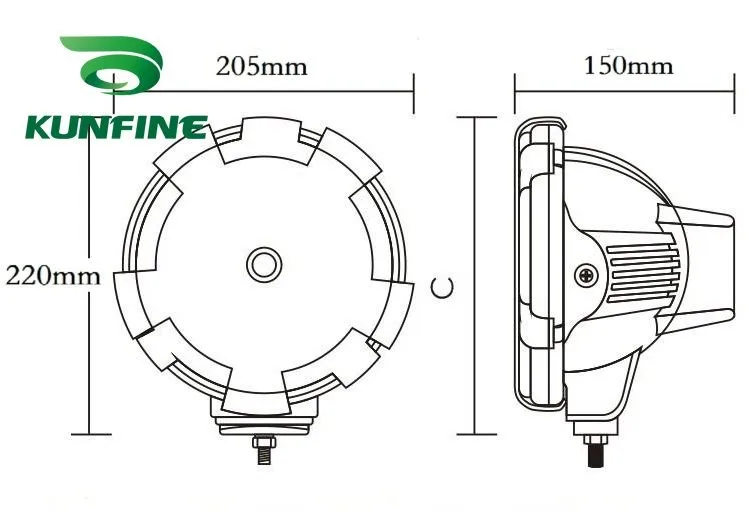 7 inch HID Driving Light KF-K5002 size