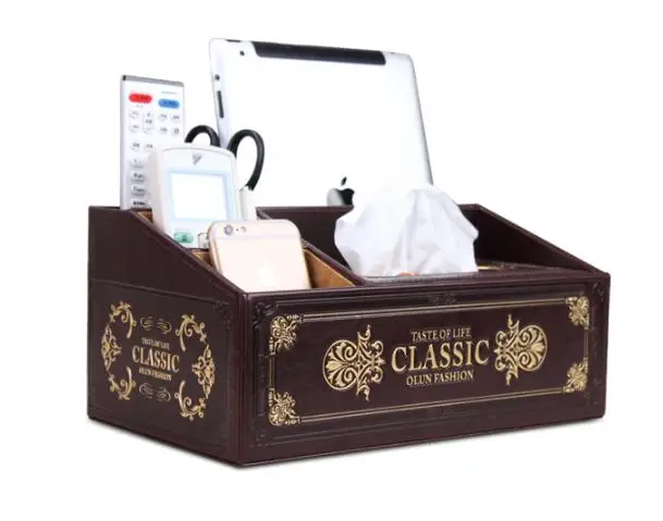 

Quality leather tissue box fashion household remote control pumping storage box multifunctional desktop table napkin paper box