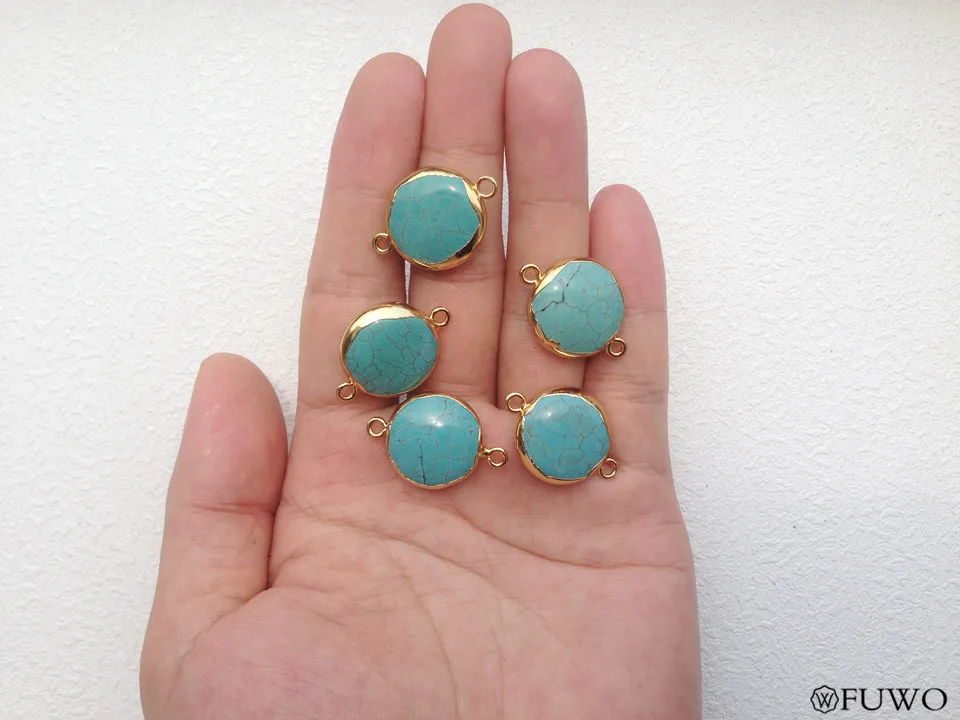 Round smooth turquoise connector 12