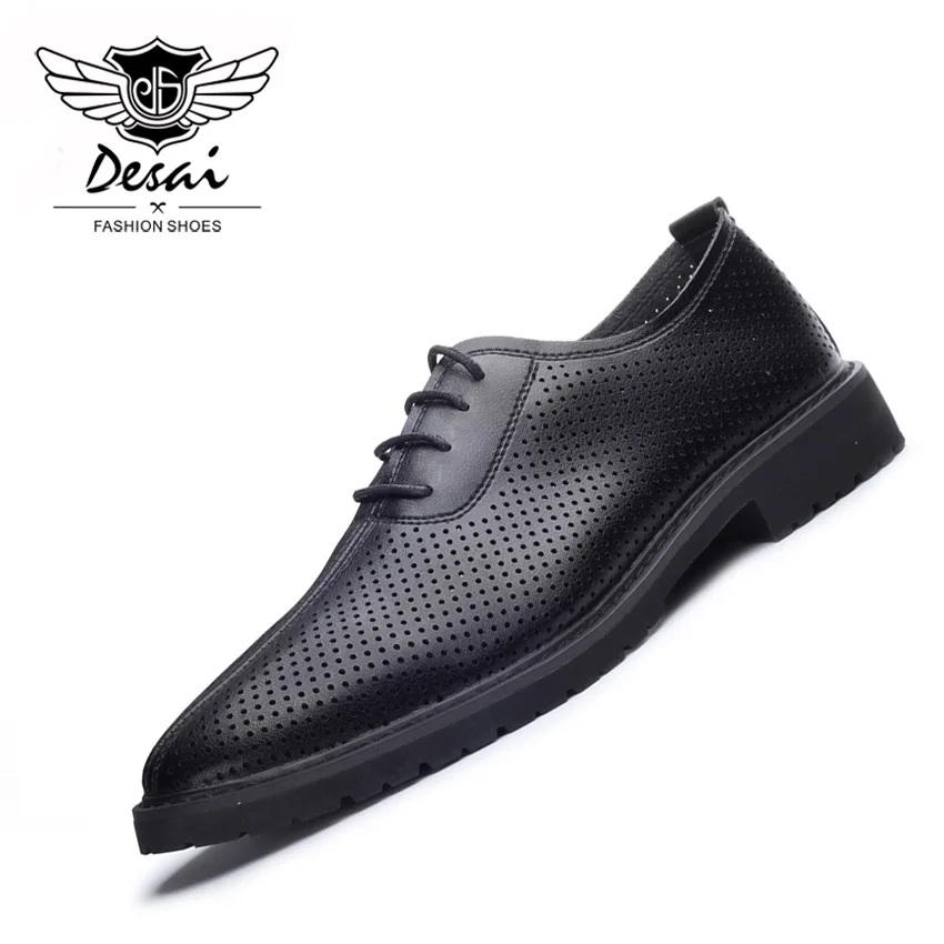 

DESAI Summer Shoes Men Business Casual Shoes Hollow Breathable Leather Shoes Men's Basic Pointed Leisure Shoes