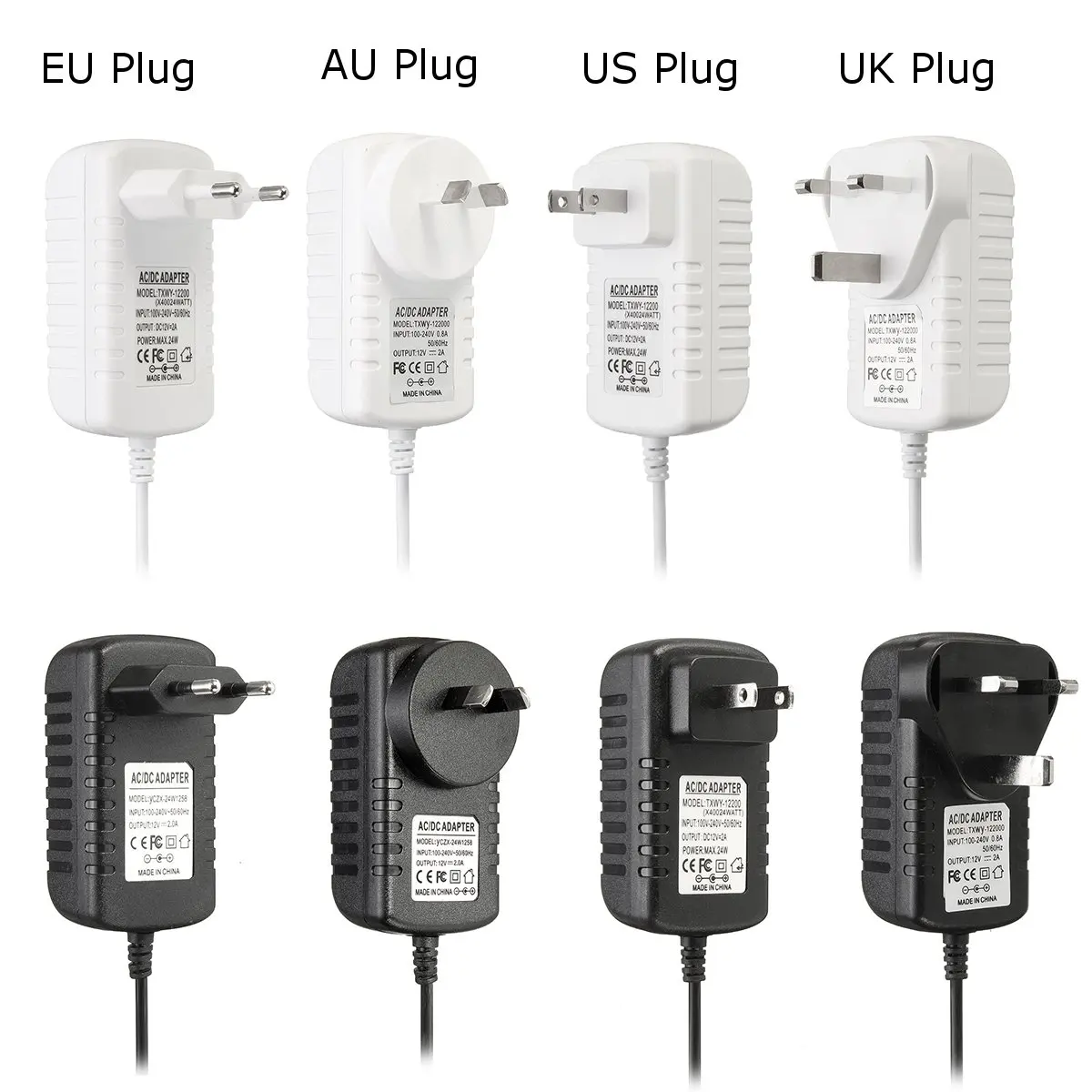 AU/US/UK/EU штепсельная вилка, зарядное устройство переменного тока, адаптер питания, 100-240 В в постоянный ток, 12 В/2 А, розетка для прикуривателя, дорожное настенное зарядное устройство, конвертер для автомобиля