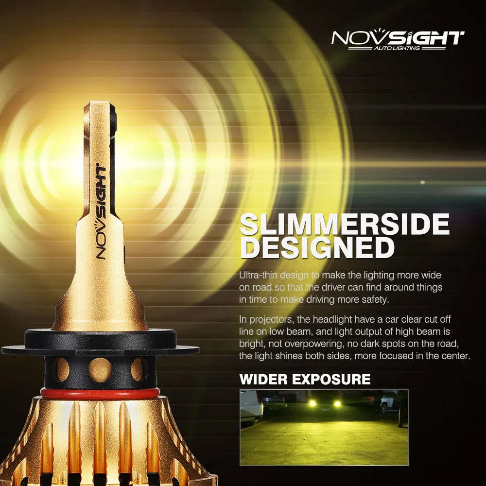 NOVSIGHT супер яркие H7 светодиодные фары H11 H19005 9006 Автомобильные лампы 72 Вт 12000LM 3000K