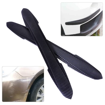 

DWCX 2x Black Carbon Fiber Rubber Front Rear Bumper Edge Protector Corner Guard Anti-rub Scratch Sticker Cover for Car SUV Truck