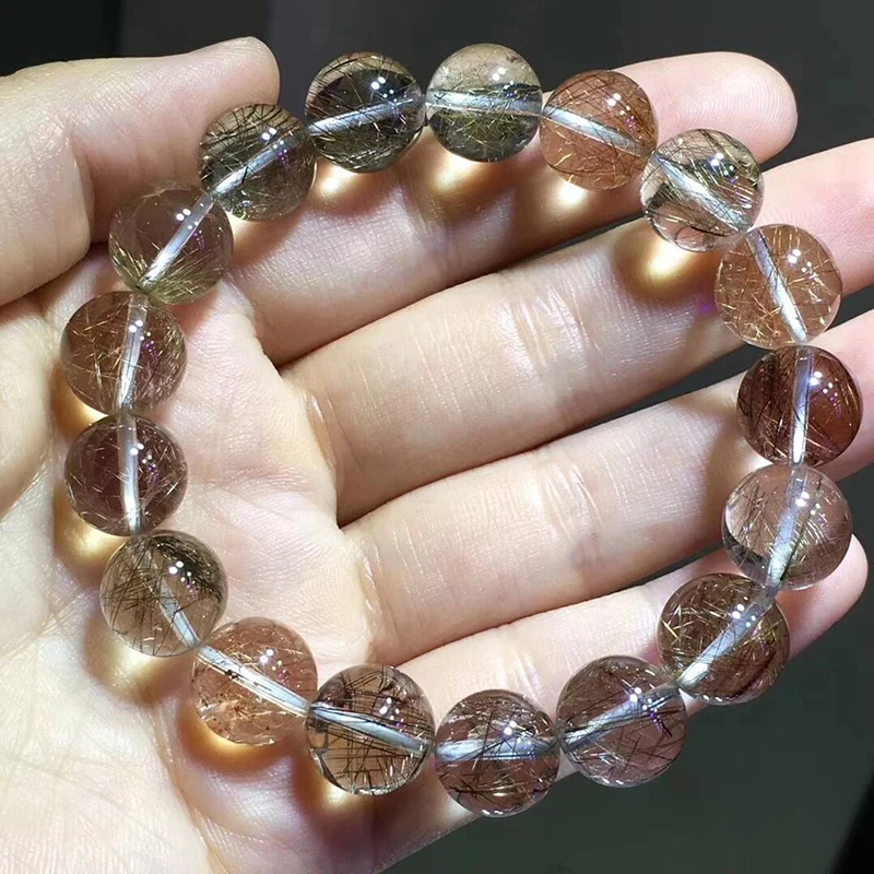 Wholesale Hair Natural Crystal Bracelets 12mm Round Bead Bracelet Luck