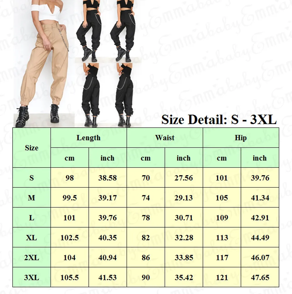 Новые женские брюки-карго в стиле пэчворк, однотонные свободные длинные спортивные штаны в стиле панк с цепочкой
