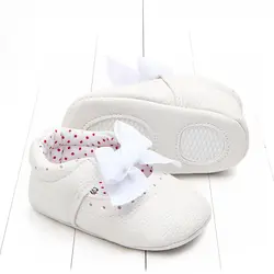 3 цвета Новорожденные девочки принцесса обувь мягкая подошва детская обувь бант первые ходунки для 0-18 месяцев