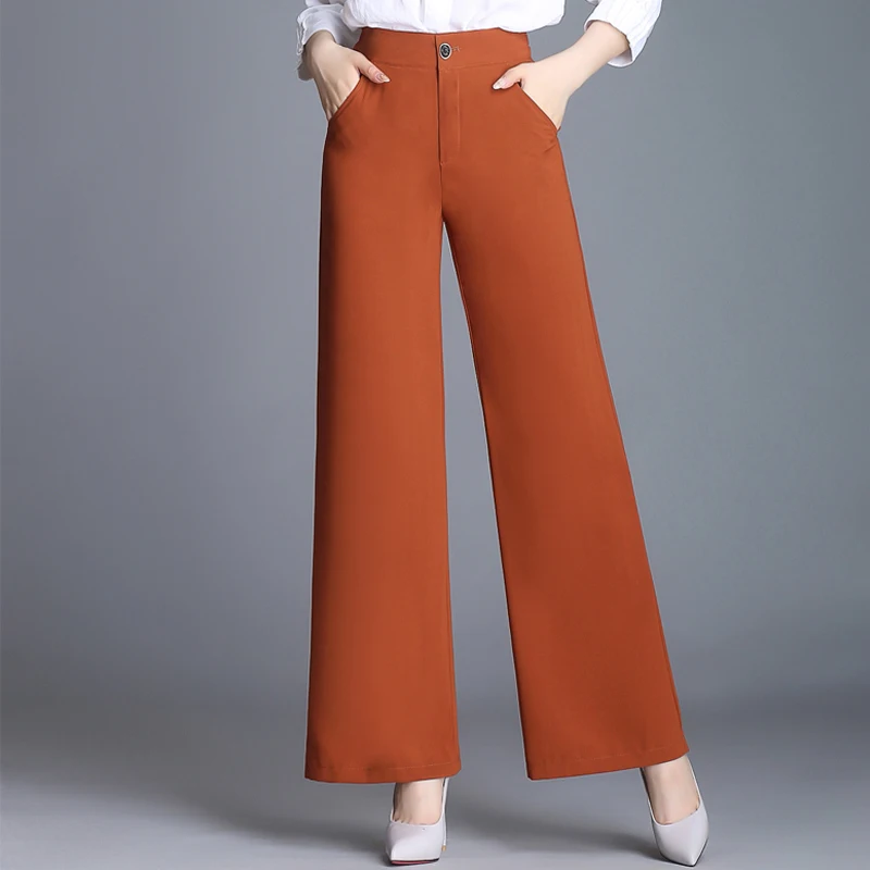 Gasa rojo Rojo Nueva Blanco Ancha Rojo Tamaño De Casual Primavera Verano Para Pantalones borgoña Pierna Yyf0807 caqui Más Caqui blanco Negro Mujeres Elástico Las coral Capris Wasit Negro Moda S8Ov7w