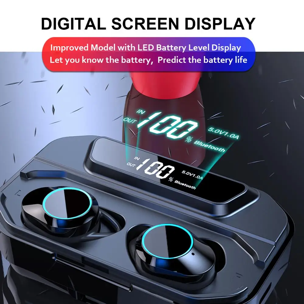 TWS Wireless Earbuds Bluetooth 5.0 Earphone Smart Noise Cancelling Stereo HIFI Sound Headset 3300mAh Waterproof Headset