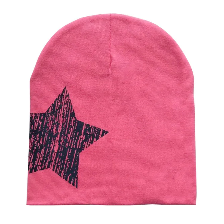 Rose hat Осенне-зимние детские шапочки, шапка, шарф, хлопковая детская шапка, принт со звездой, для мальчиков и девочек, для детей ясельного возраста, шапка, вязаная крючком, детская шапка, шарф - Цвет: Rose hat