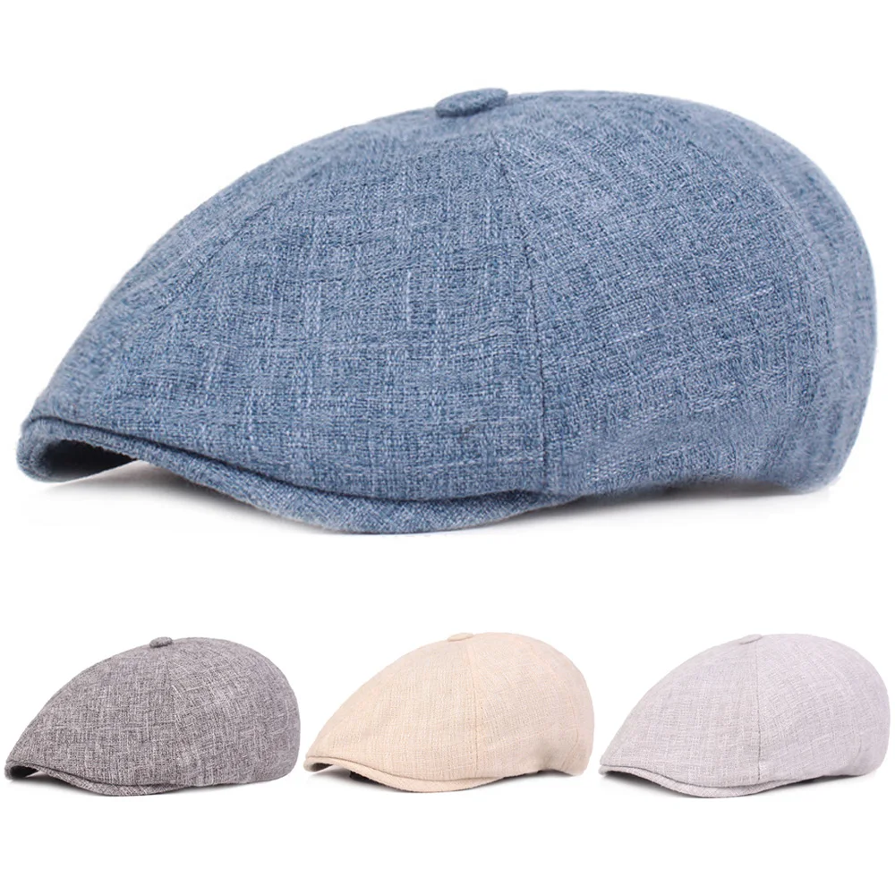

Linen Cotton Beret Hats Men Women Casual Outdoor Driving Golf Newsboy Caps CSHAT0395