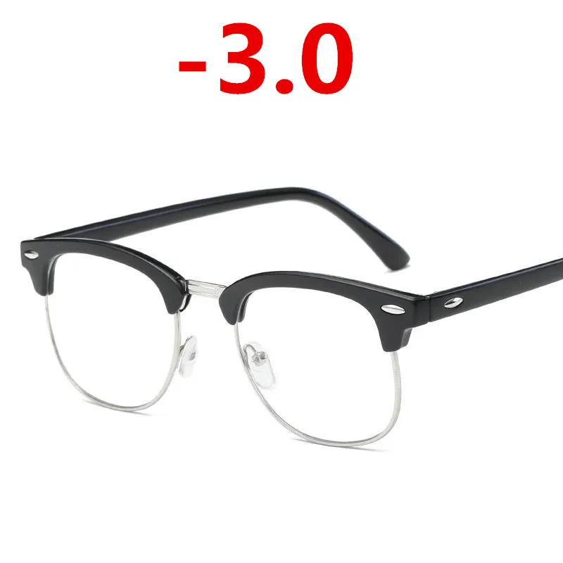 Готовые Очки для близорукости, мужские и женские очки для чтения, очки для близорукости, оправа, линзы по рецепту, оптический астигматизм, диоптрия-1 до-6 - Цвет оправы: -3.0