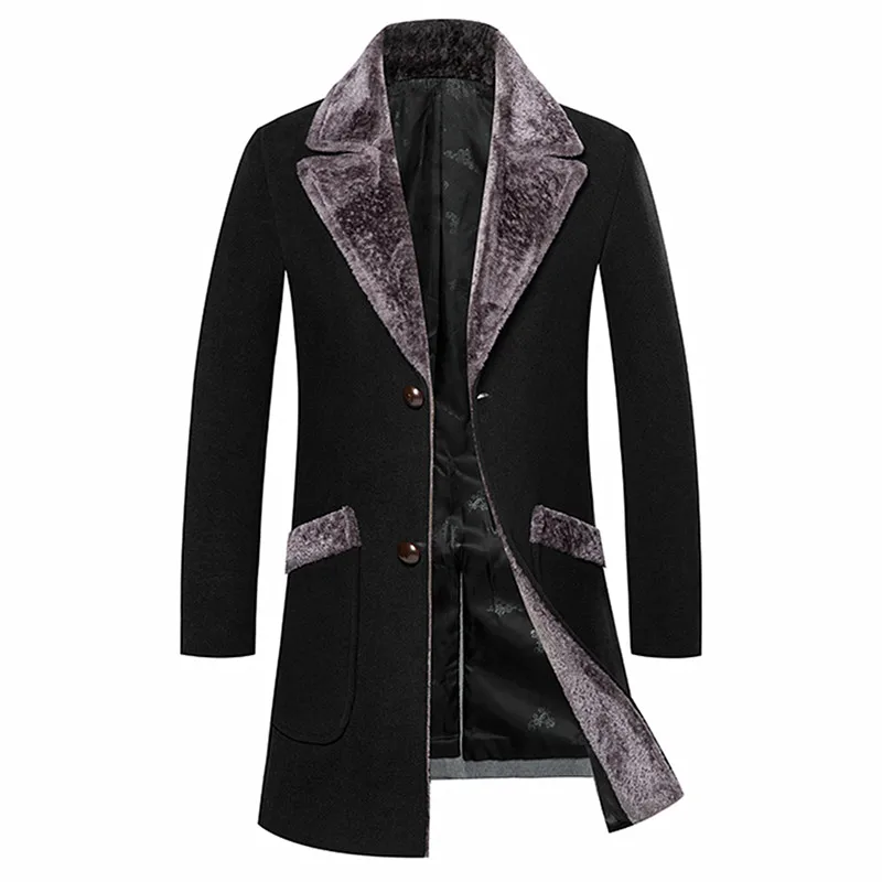 Men's wool trench coat Fashion long urban high-end stitching Slim large fur collar blends coat / high quality windbreaker M-5XL Men's wool trench coat Fashion long urban high-end stitching Slim large fur collar blends coat / high quality windbreaker M-5XL