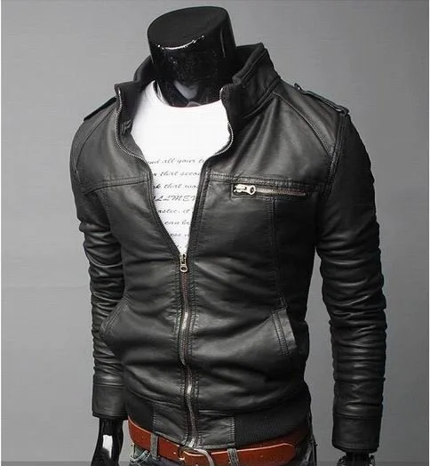 

Men's Wear Man Locomotive Leather Clothing Pattern Skin Loose Coat Korean