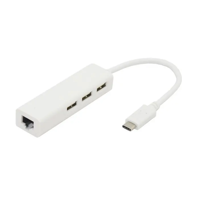 

USB 3.1 USB-C Type-C to Ethernet Network LAN rj45 with 3 Ports USB2.0 Hub Adapter For Macbook & Chromebook