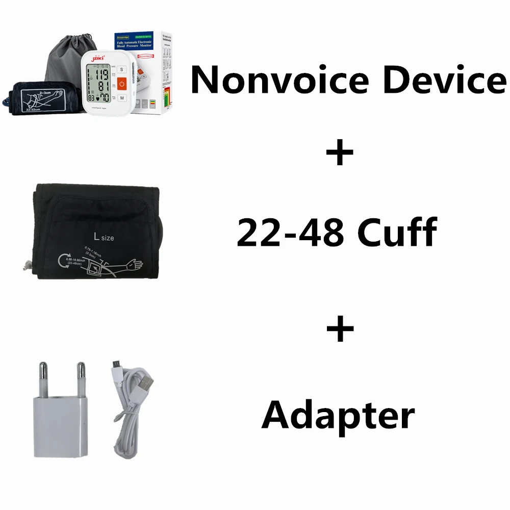 nonvoice22-48cm cuff Цифровой тонометр JZIKI для измерения артериального давления, тонометр, портативный медицинский прибор для измерения артериального давления, тонометр, сфигмоманометр - Цвет: nonvoice22-48cm cuff