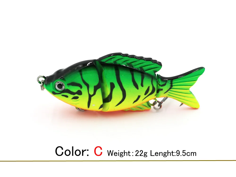 Lento de 3 Bait com 6 Wobblers Pesca Lifelike Fishing Lure 10 cm 22g Segmento Swimbait Crankbait Hard # Artificial Ganchos Tw301 16 Hard Bait Com 6 # Artificial ganchos TW301