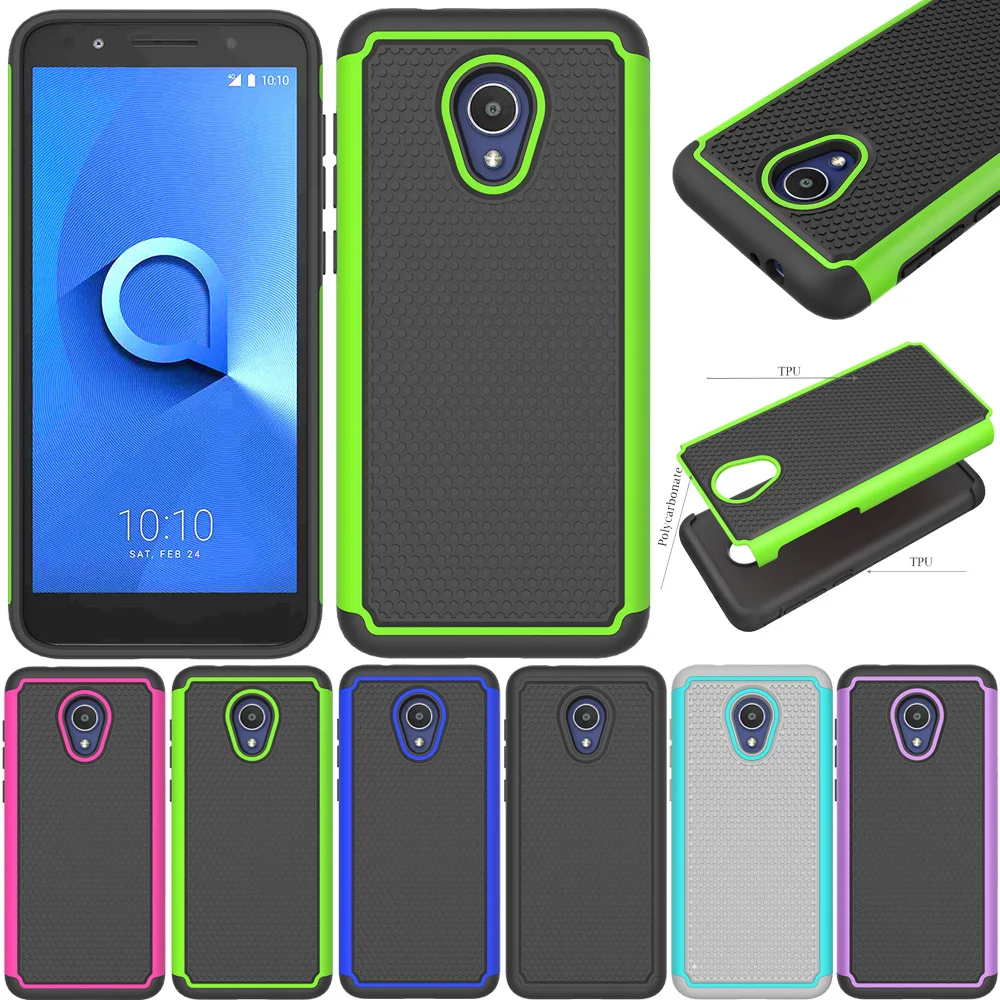 

Dual Layer Hybrid Armor Case Shockproof Soft TPU & Hard PC Back Cover For Alcatel 1X Evolve / IdealXtra 5059R / TCL LX A502DL