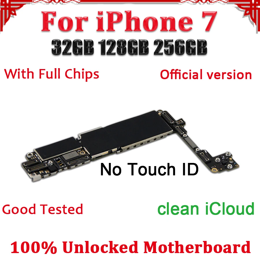 

TDHHX Factory Unlocked For iPhone 7 Motherboard Without Touch ID,Replacement For iPhone 7 Logic Board Mainboard With IOS System