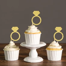 Золотое/серебряное черное блестящее бриллиантовое кольцо кекс Bridal Свадебный душ/девичник украшения для праздника украшения торта выбор