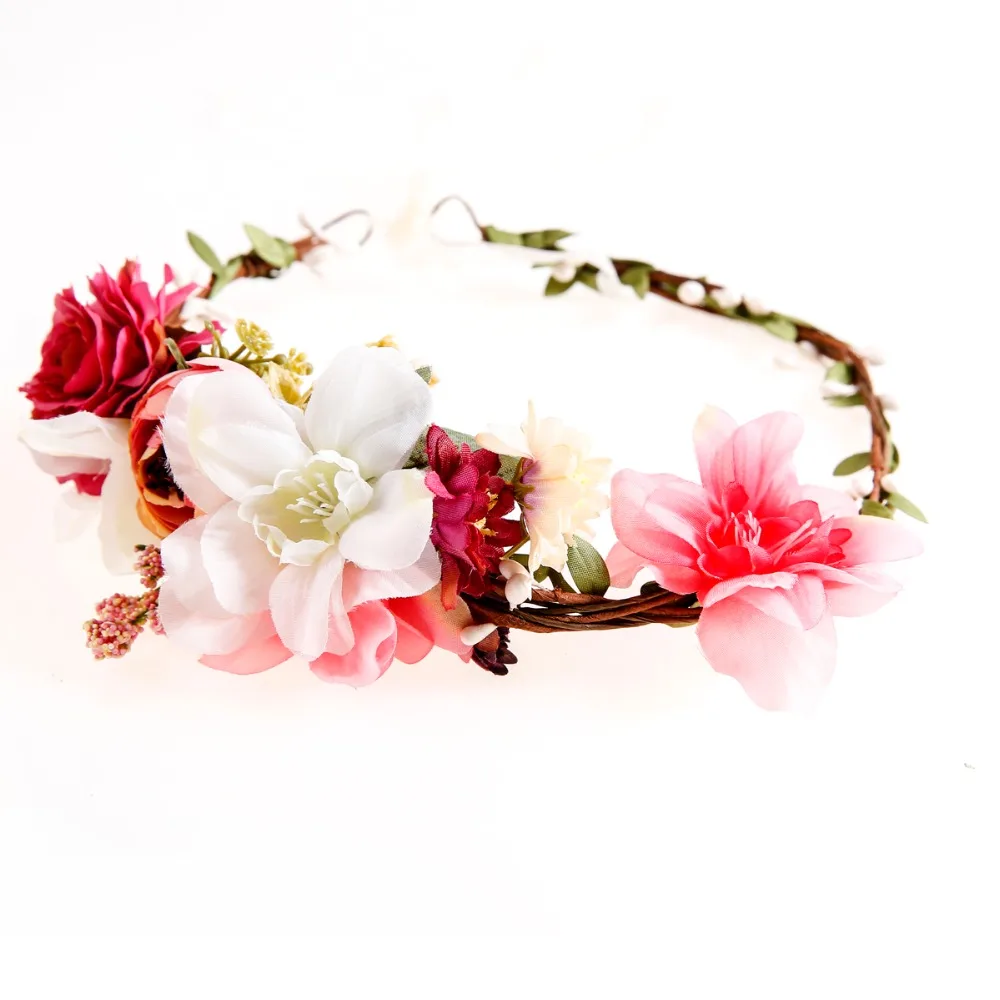 Женская Цветочная корона, цветочная гирлянда, головной убор для свадебных фестивалей, цветочный венок, головной убор для девочек, цветочная гирлянда, головной убор