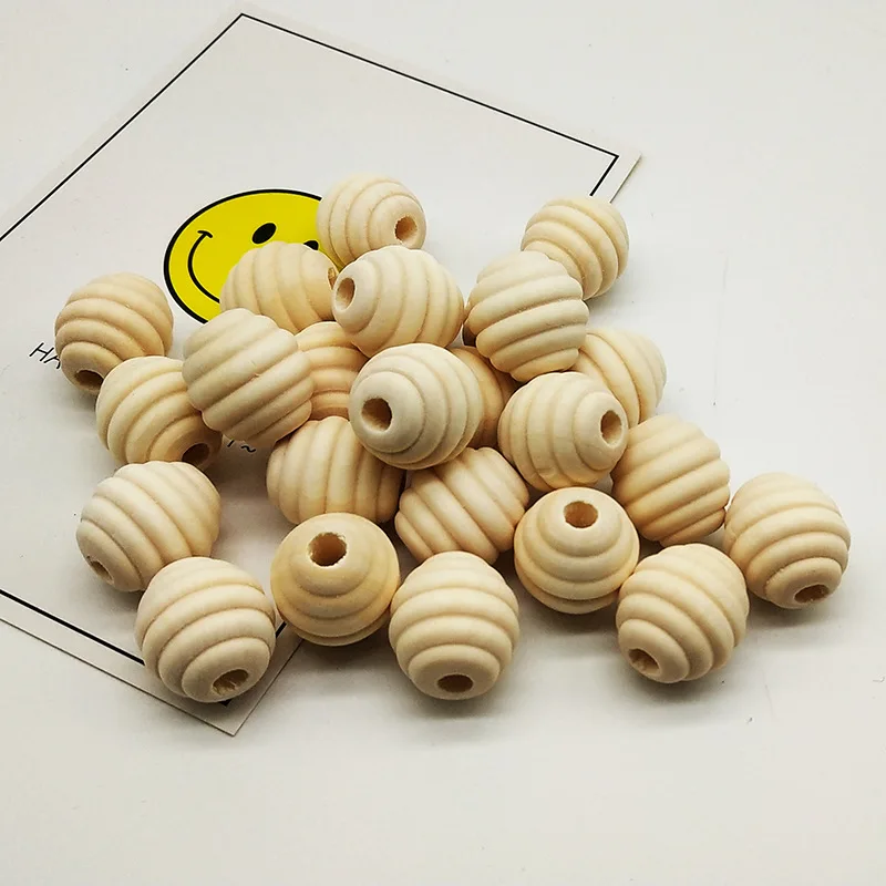

WD094(20), 22*20mm Beehive Oval Spacer Wood Bead Baby Teether Whorl Screw Thread Wooden Teething Beads DIY Necklace Accessories