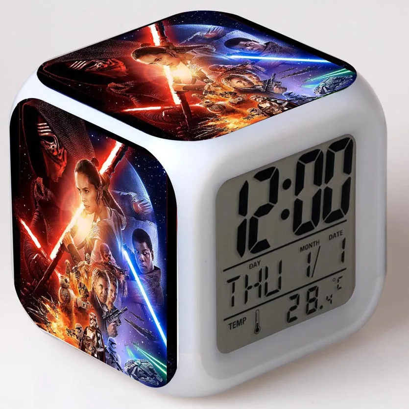 

Star Wars Digital Alarm Clock LED Color Change Bedroom 3D Decoration Electronic Table Clock Kids Multifunction Desktop Watch